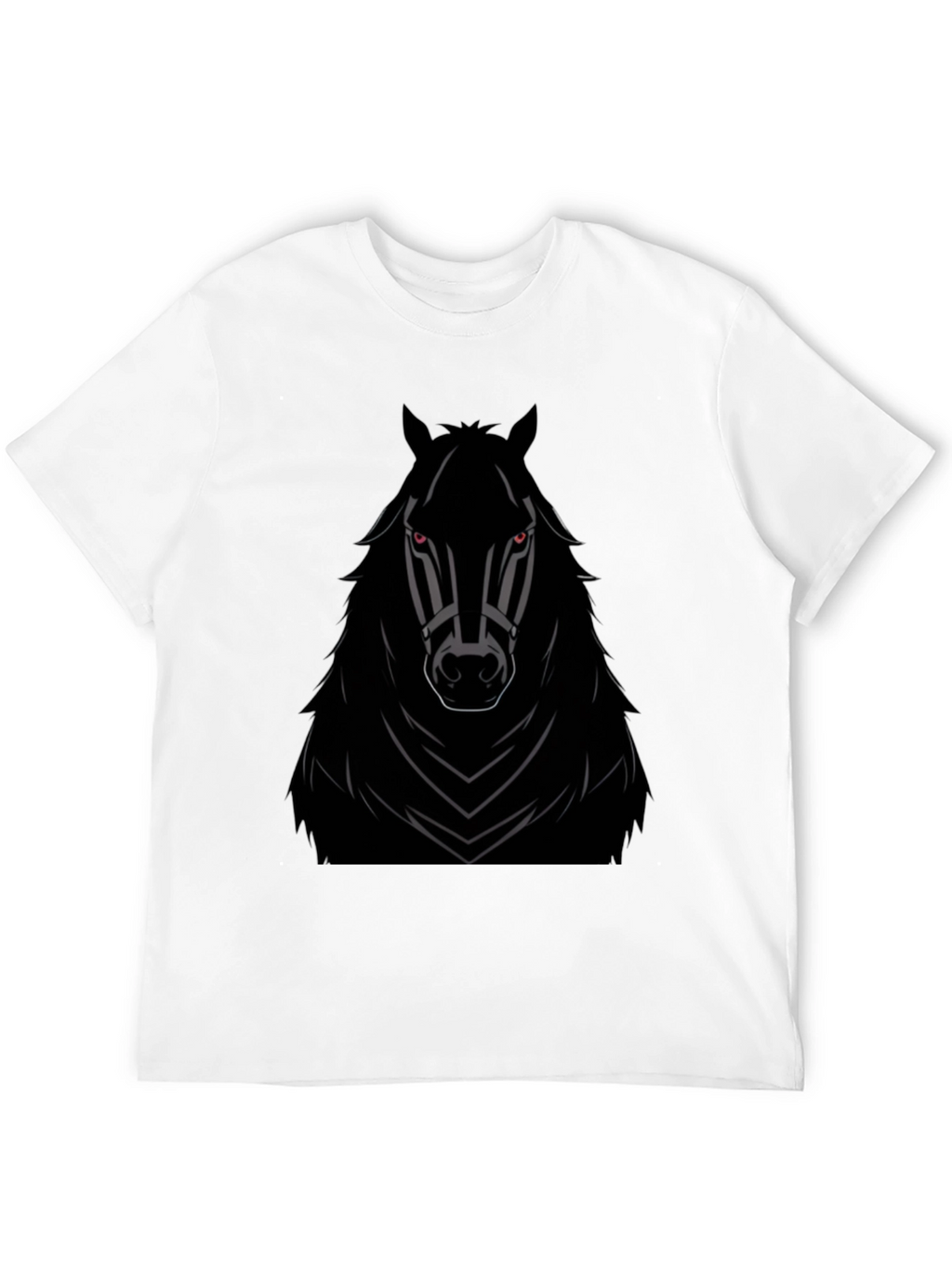 Mens Black Horse Graphic T-Shirt - Edgy Style