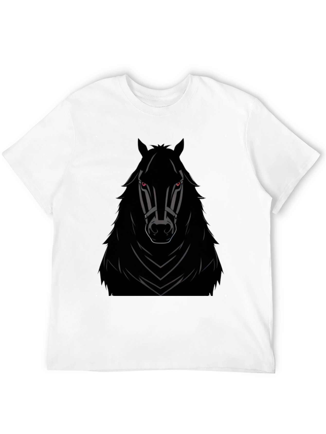 Mens Black Horse Graphic T-Shirt - Edgy Style