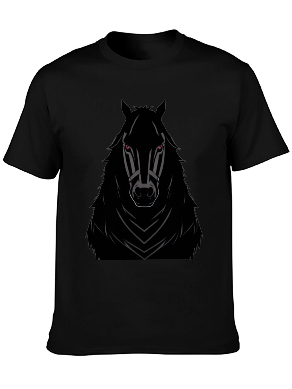 Mens Black Horse Graphic T-Shirt - Edgy Style