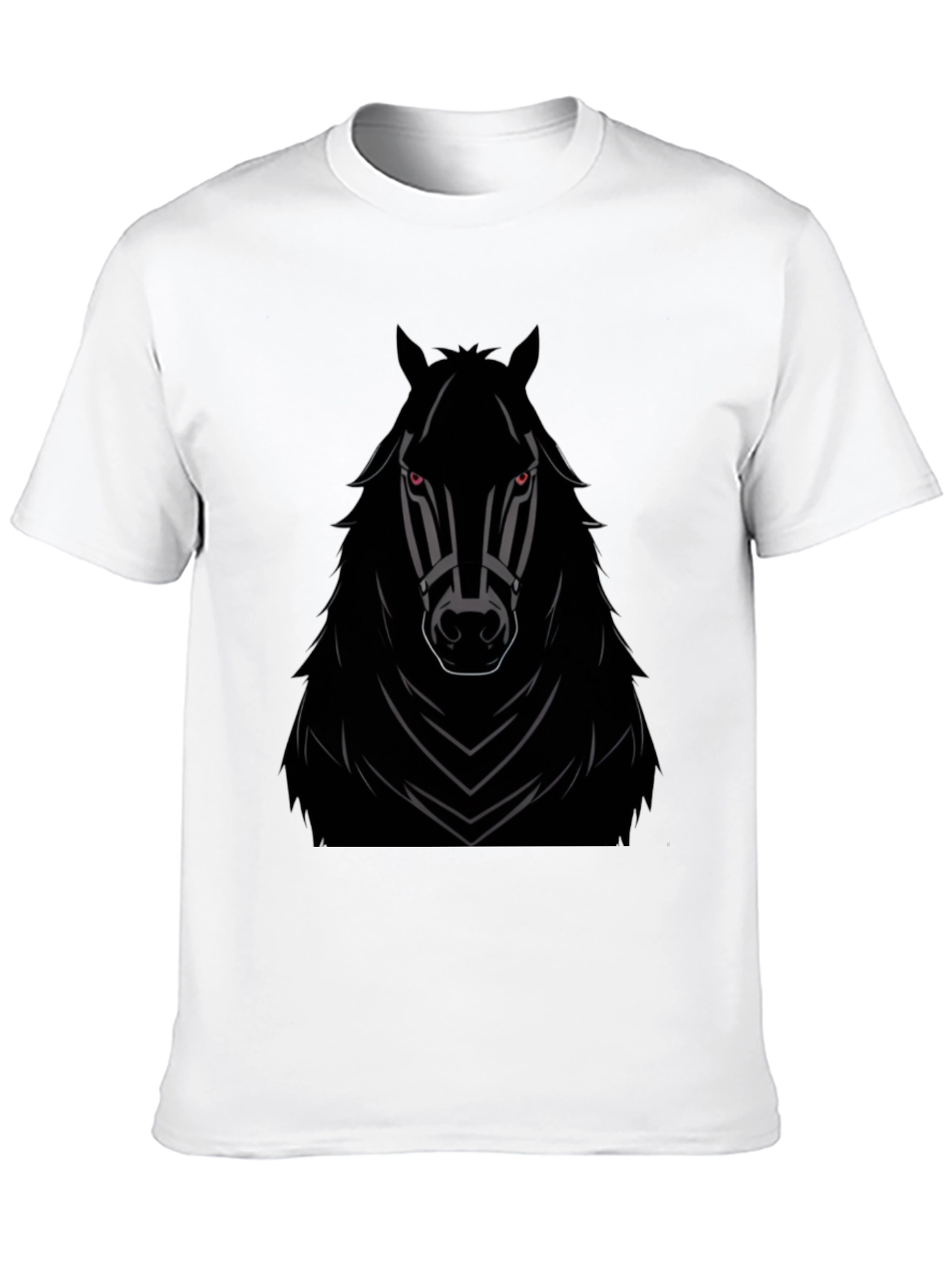 Mens Black Horse Graphic T-Shirt - Edgy Style