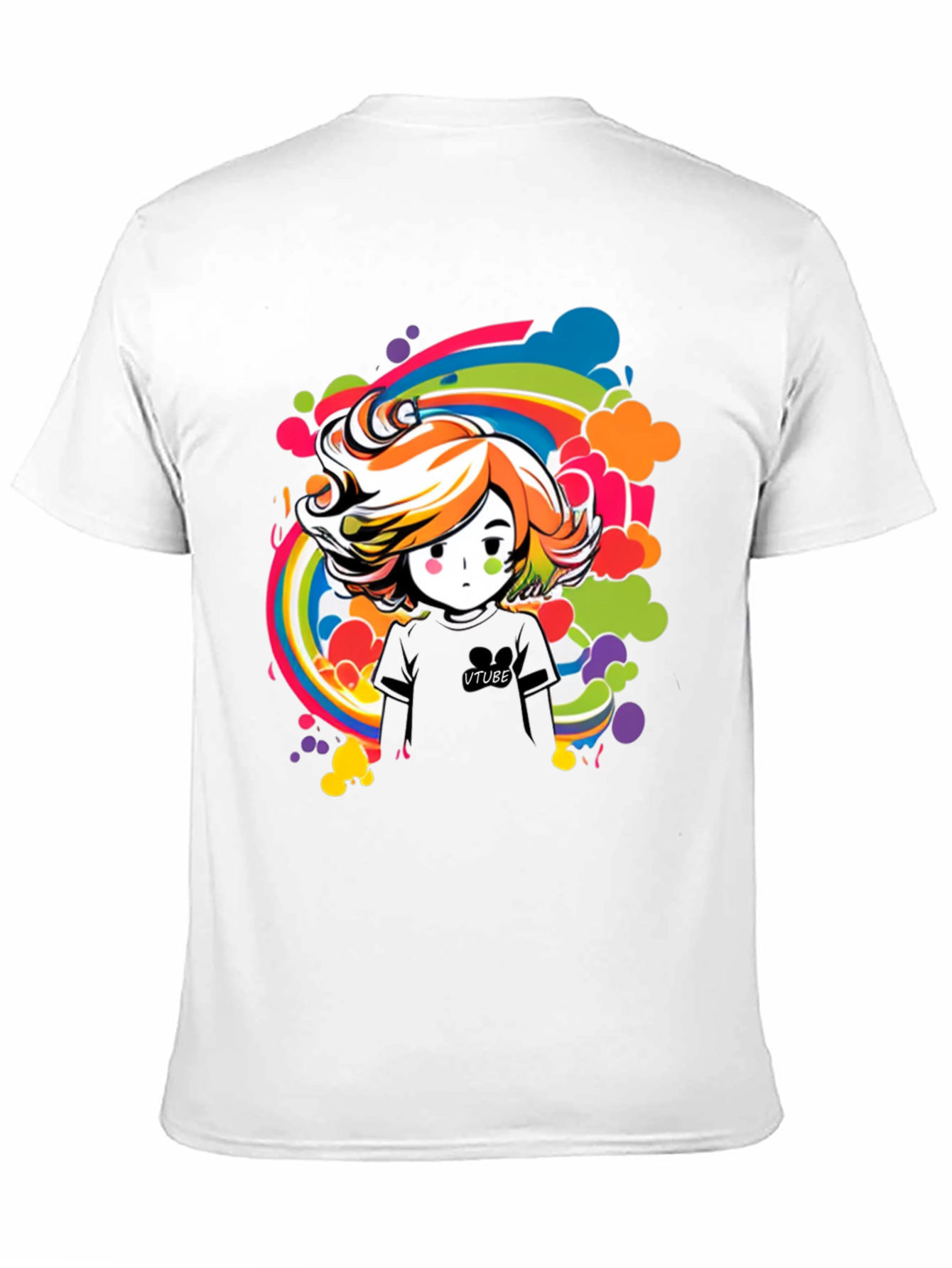 VTuber Cartoon Rainbow T-Shirt - Graphic Tee for Anime Fans