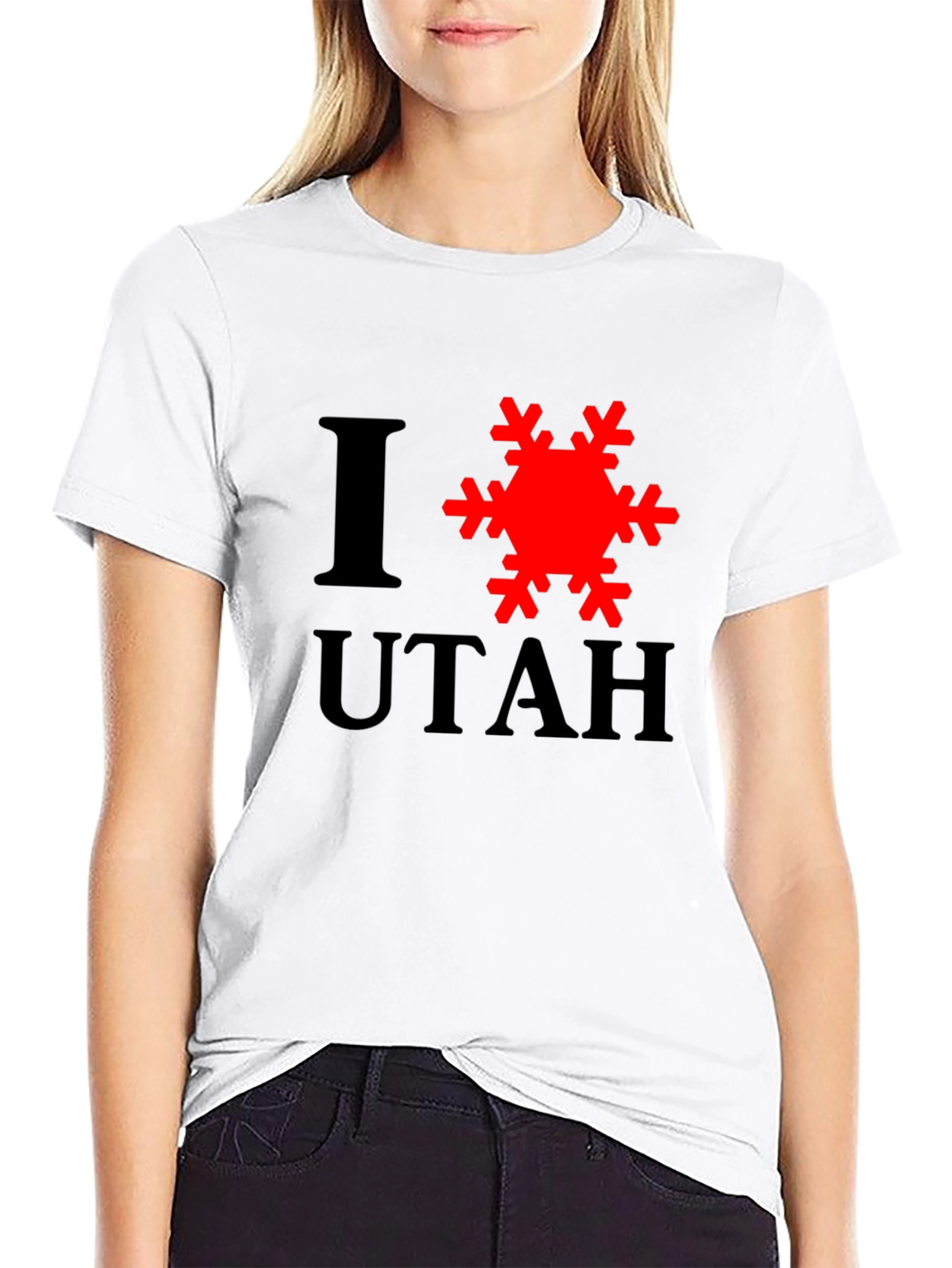 I Love Utah Snowflake Graphic T-Shirt - Black