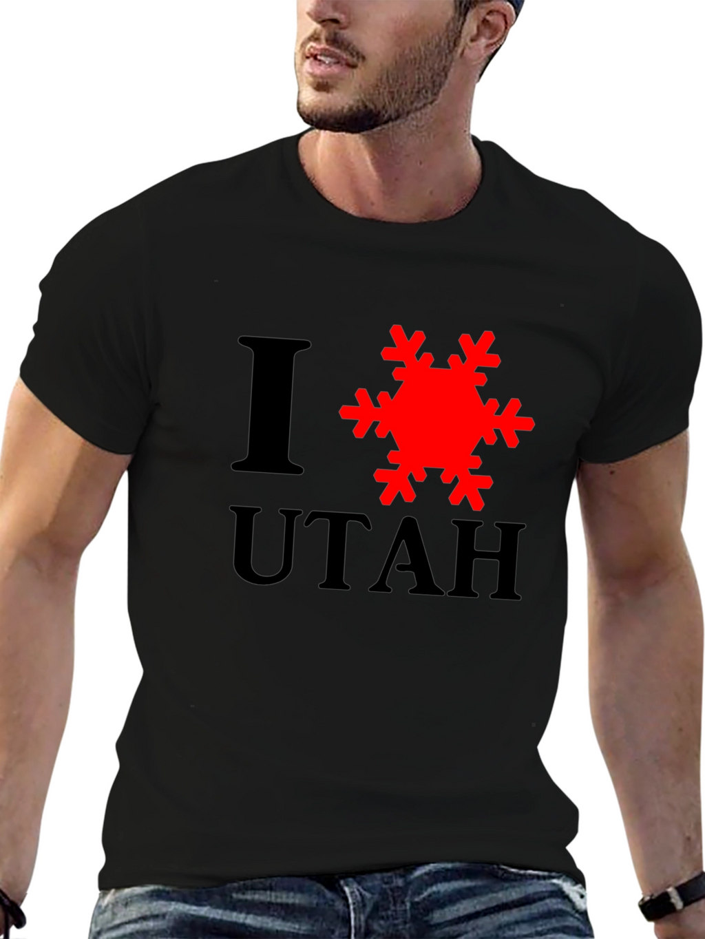 I Love Utah Snowflake Graphic T-Shirt - Black