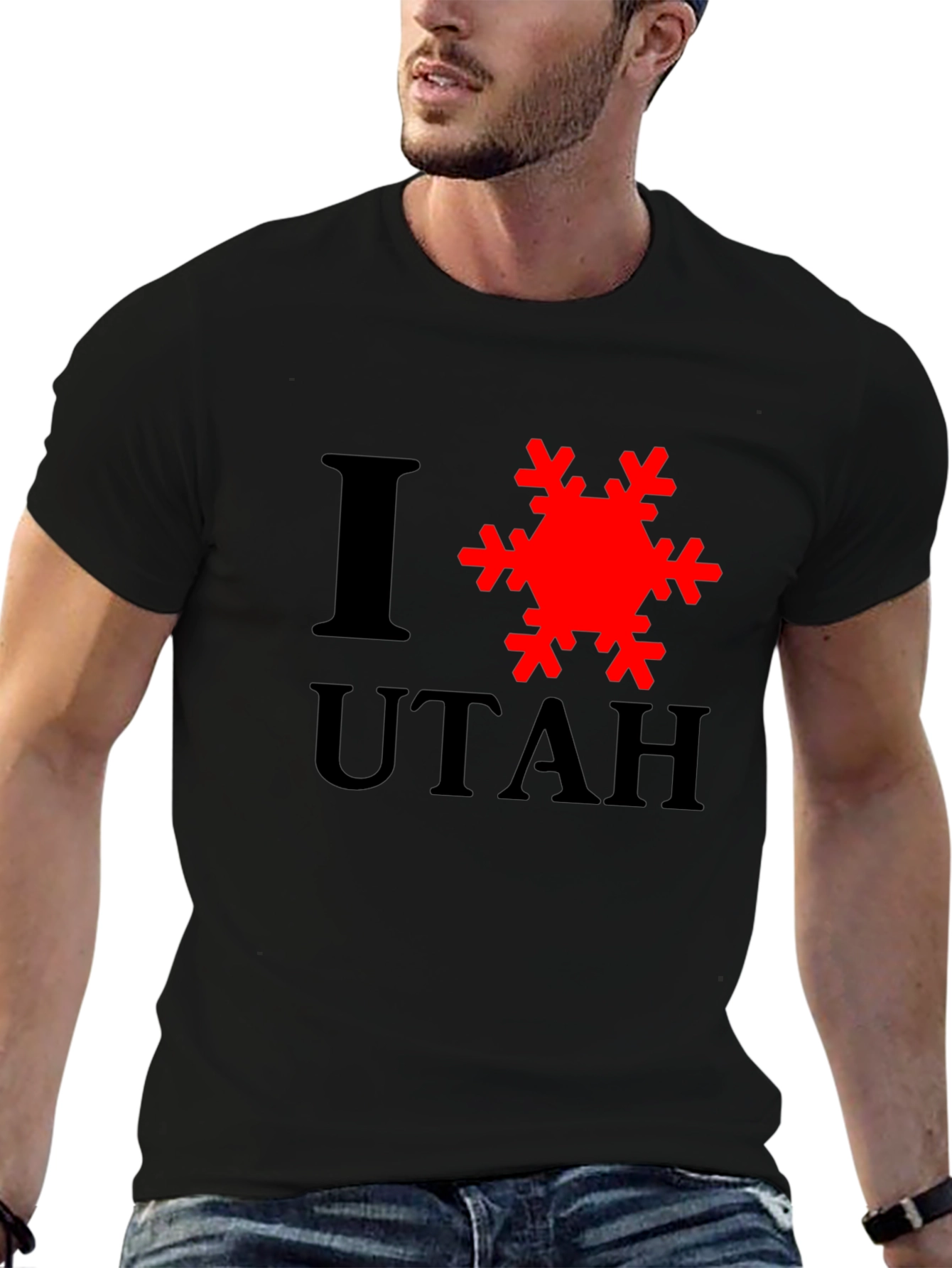 I Love Utah Snowflake Graphic T-Shirt - Black