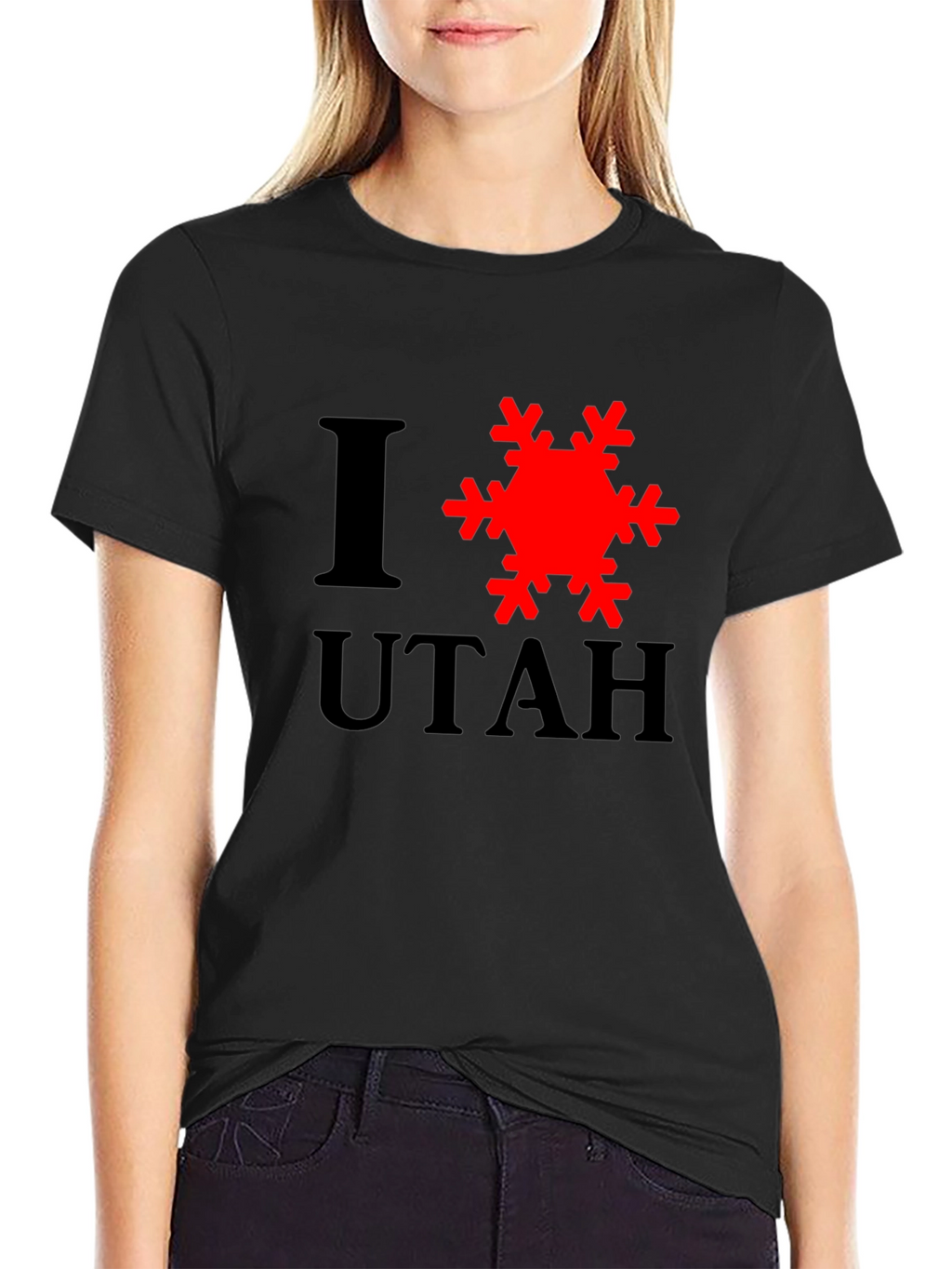 I Love Utah Snowflake Graphic T-Shirt - Black