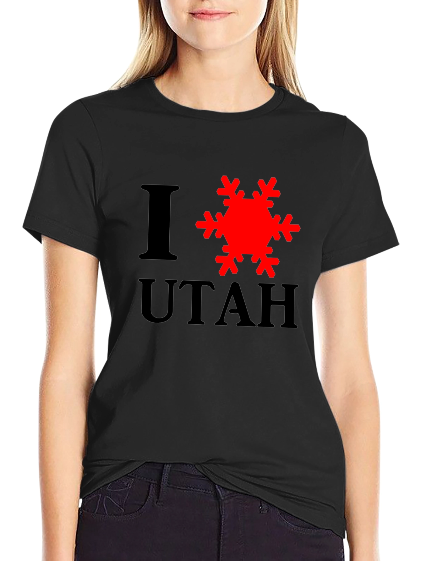 I Love Utah Snowflake Graphic T-Shirt - Black