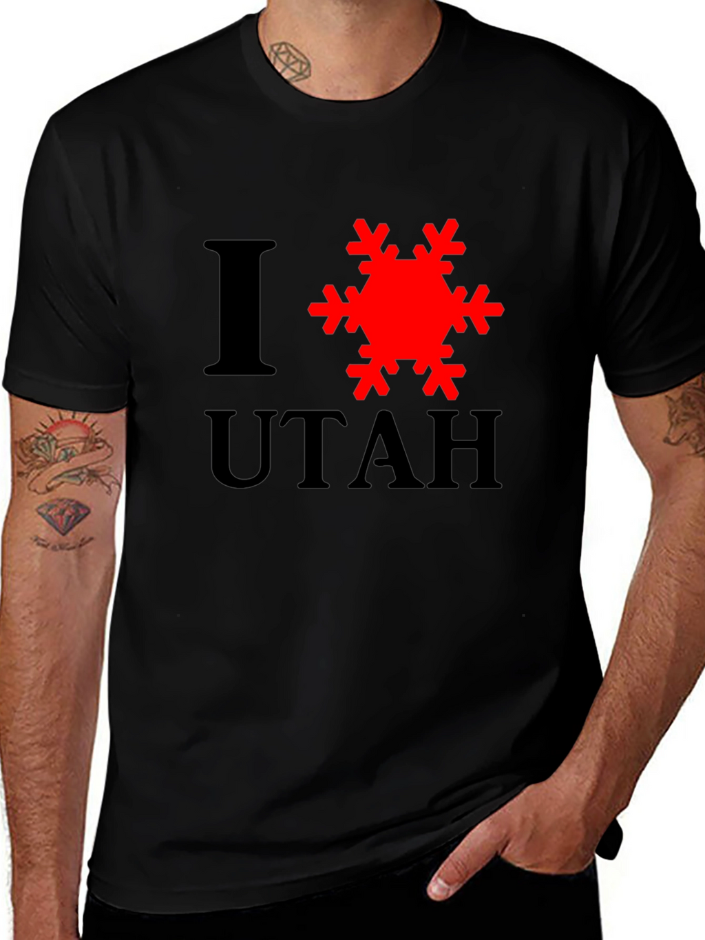 I Love Utah Snowflake Graphic T-Shirt - Black