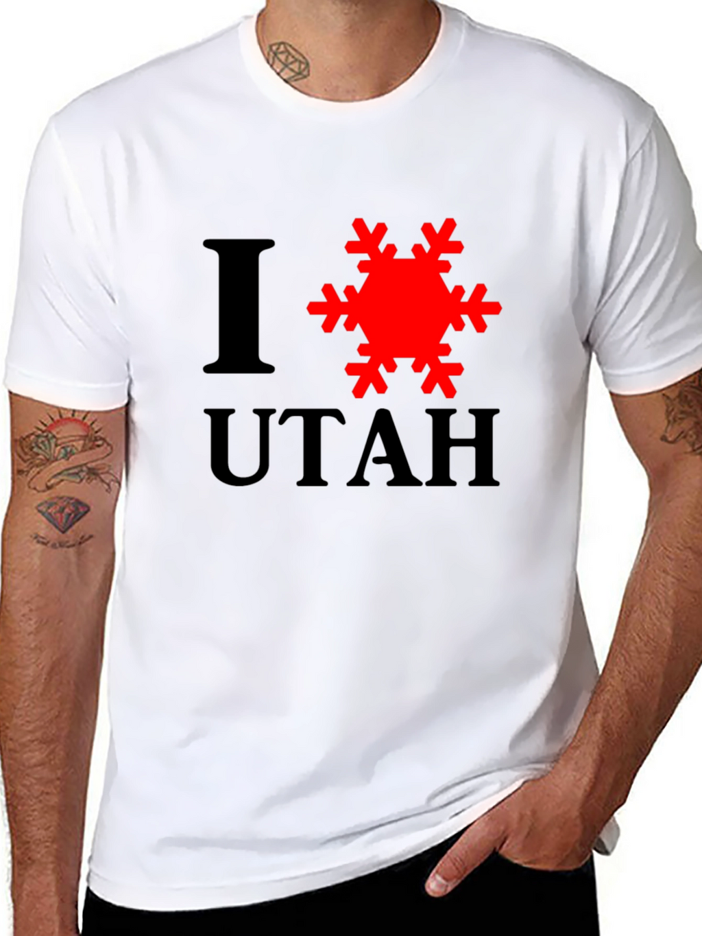 I Love Utah Snowflake Graphic T-Shirt - Black