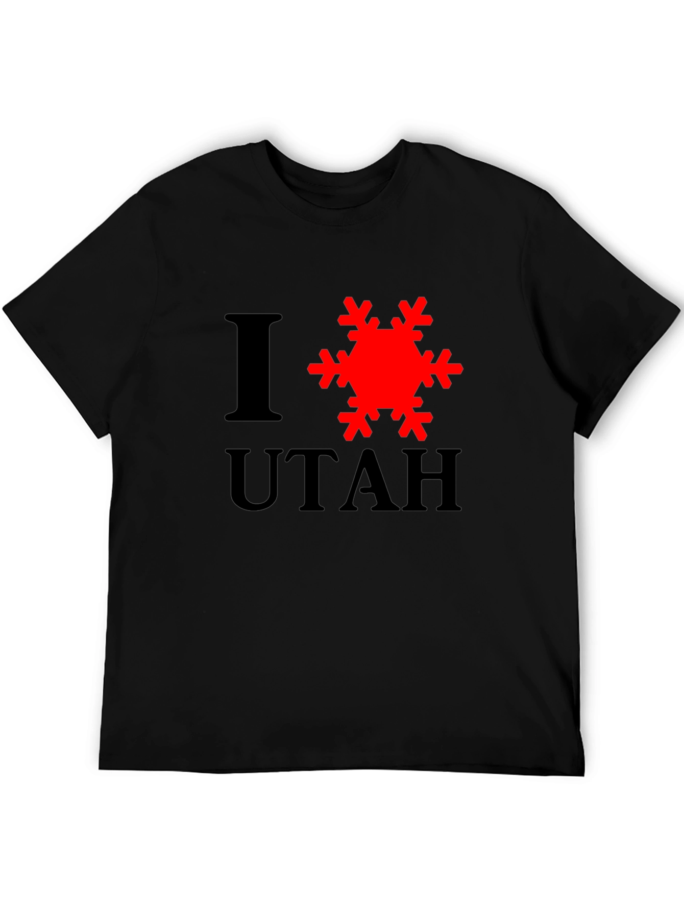 I Love Utah Snowflake Graphic T-Shirt - Black