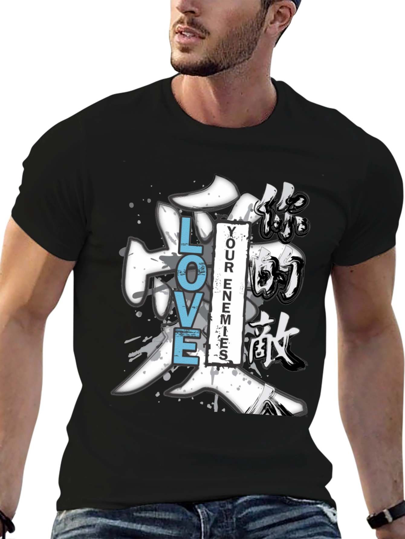 Love Your Enemies Graphic Tee - Mens Black T-Shirt