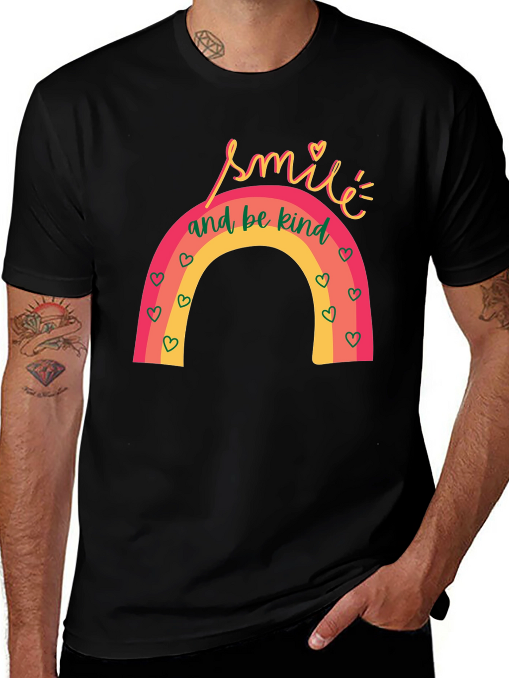 Smile and Be Kind Rainbow Graphic T-Shirt