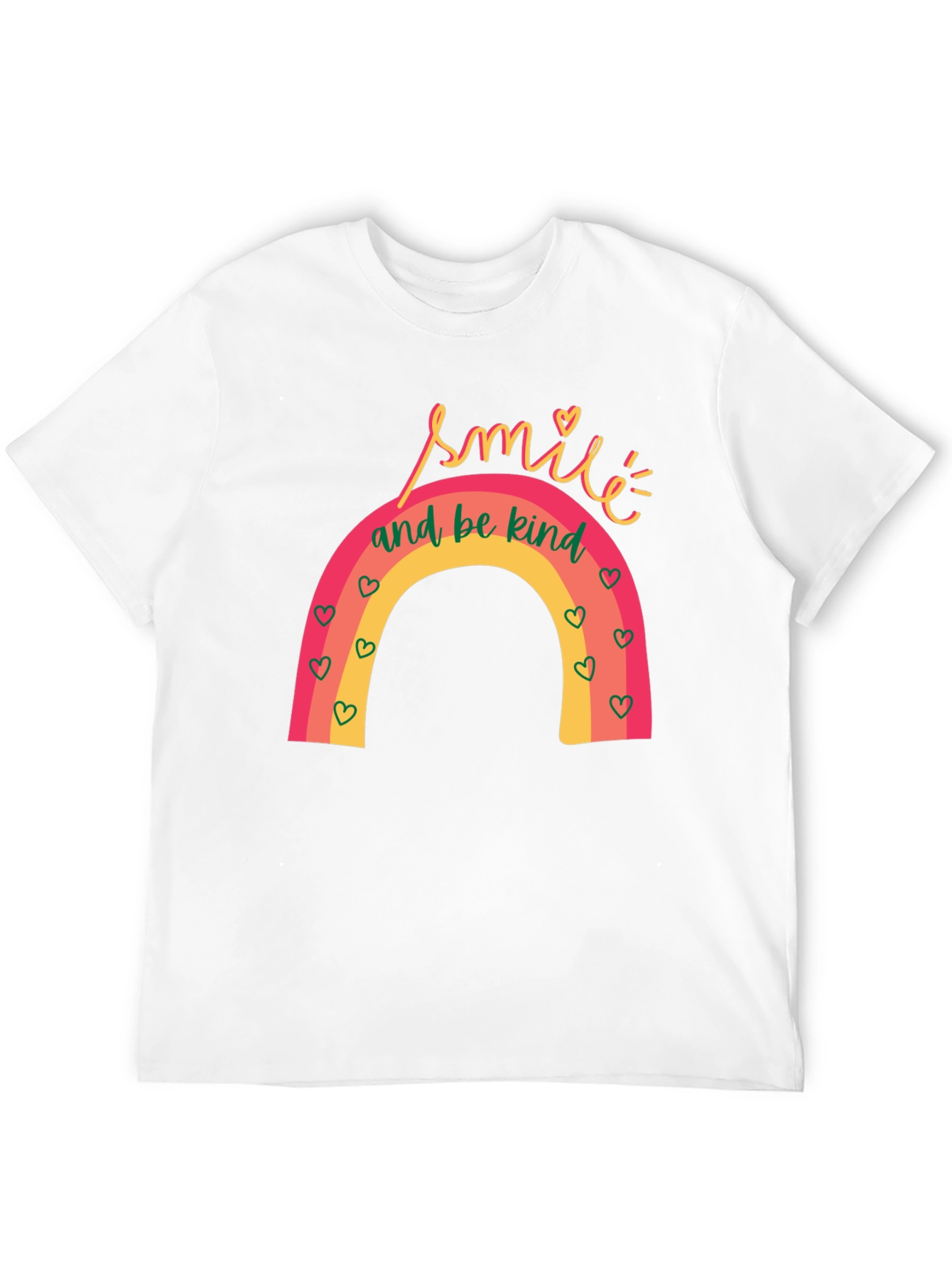 Smile and Be Kind Rainbow Graphic T-Shirt