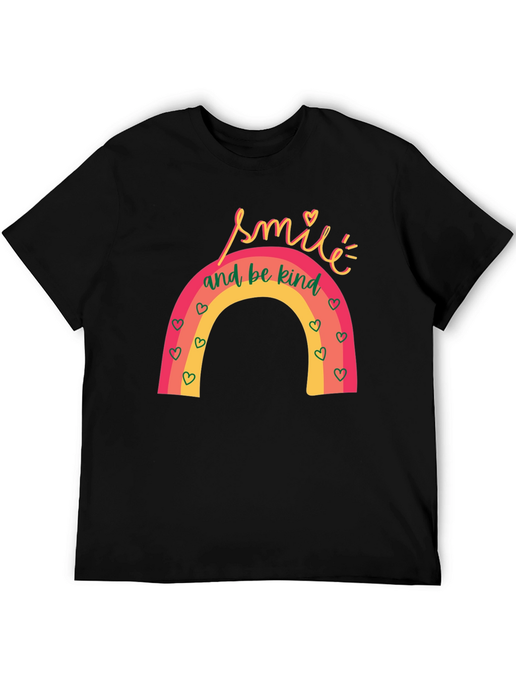 Smile and Be Kind Rainbow Graphic T-Shirt