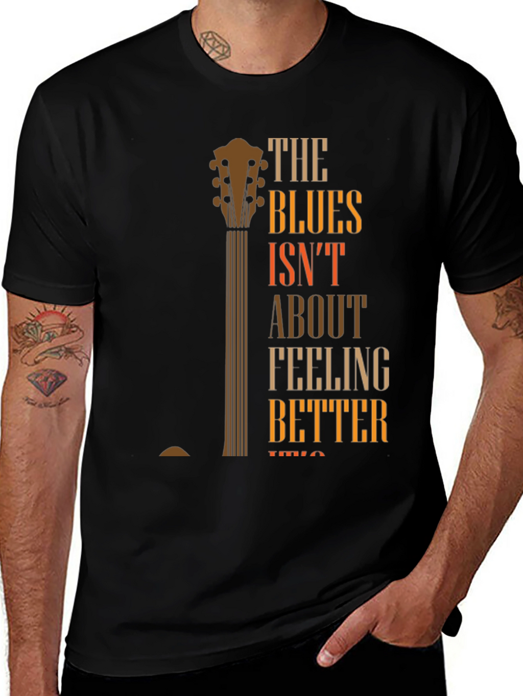 Blues Guitar Graphic T-Shirt - Feeling Better Lyric Tee