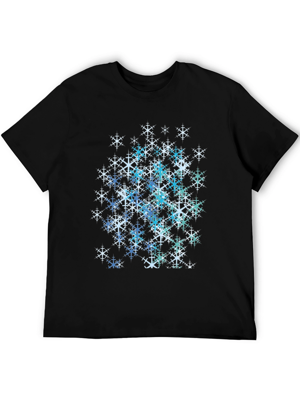 Snowflake Graphic Print Tee - Black Cotton Blend