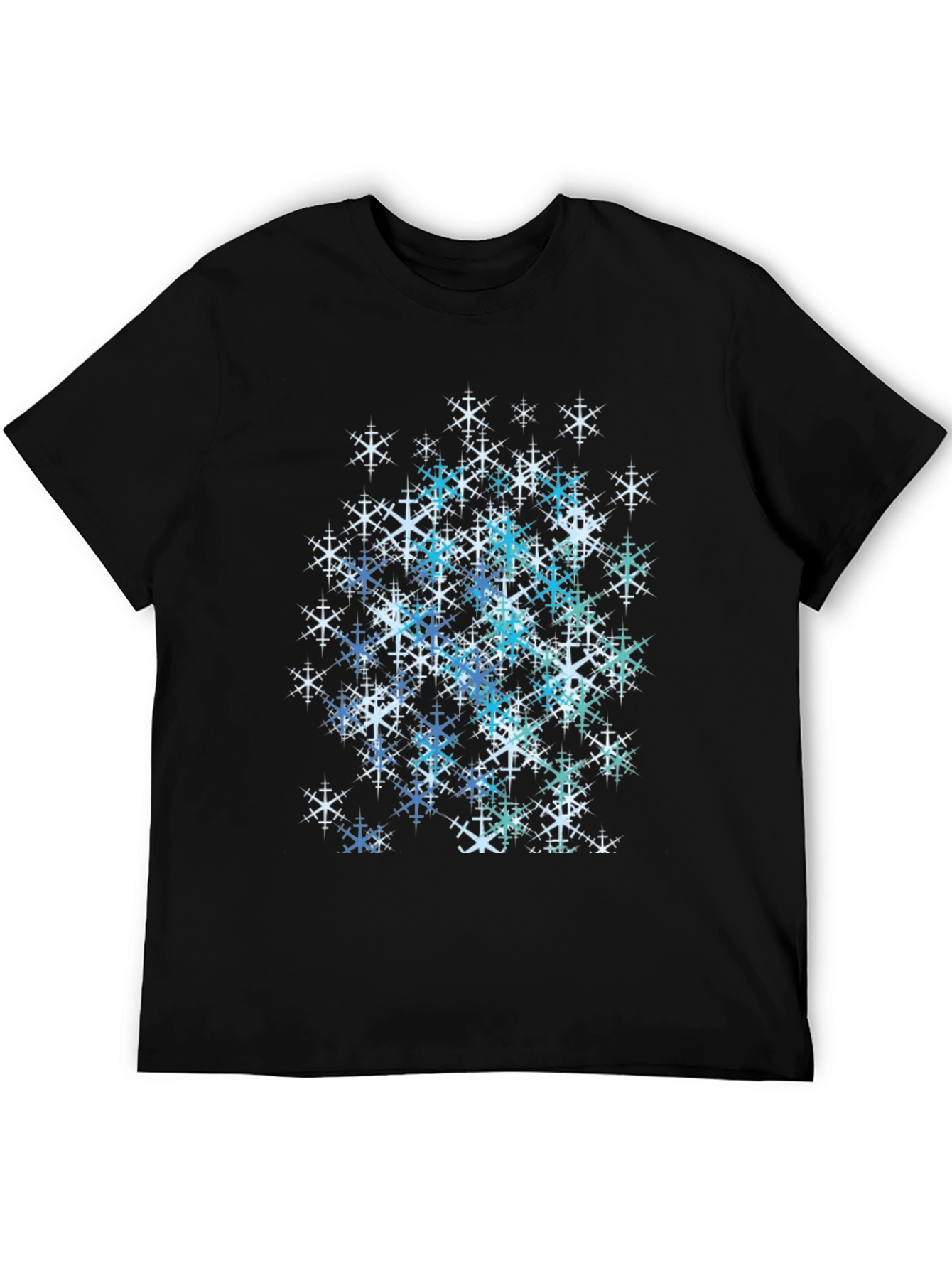 Snowflake Graphic Print Tee - Black Cotton Blend