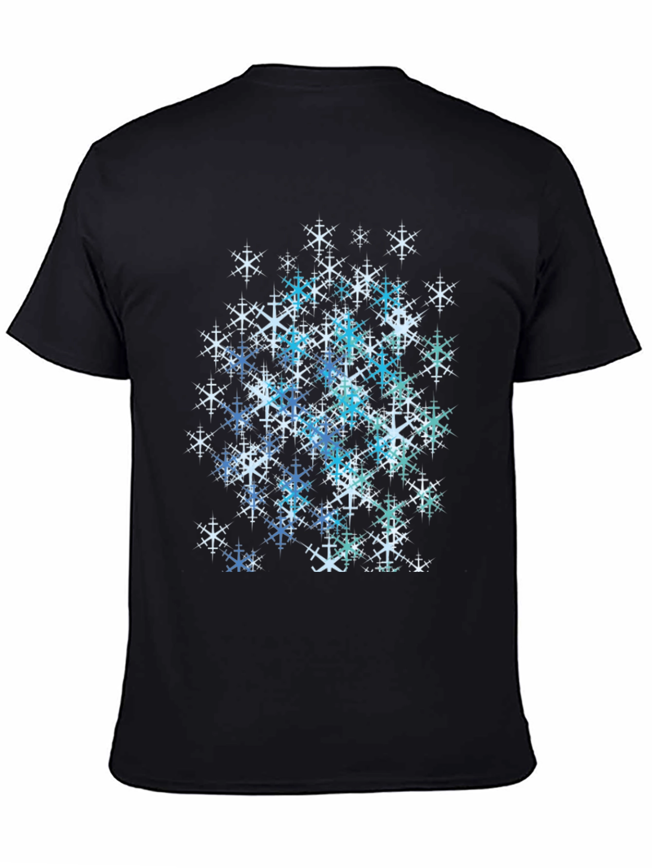 Snowflake Graphic Print Tee - Black Cotton Blend