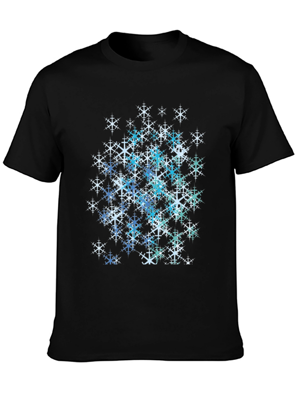 Snowflake Graphic Print Tee - Black Cotton Blend