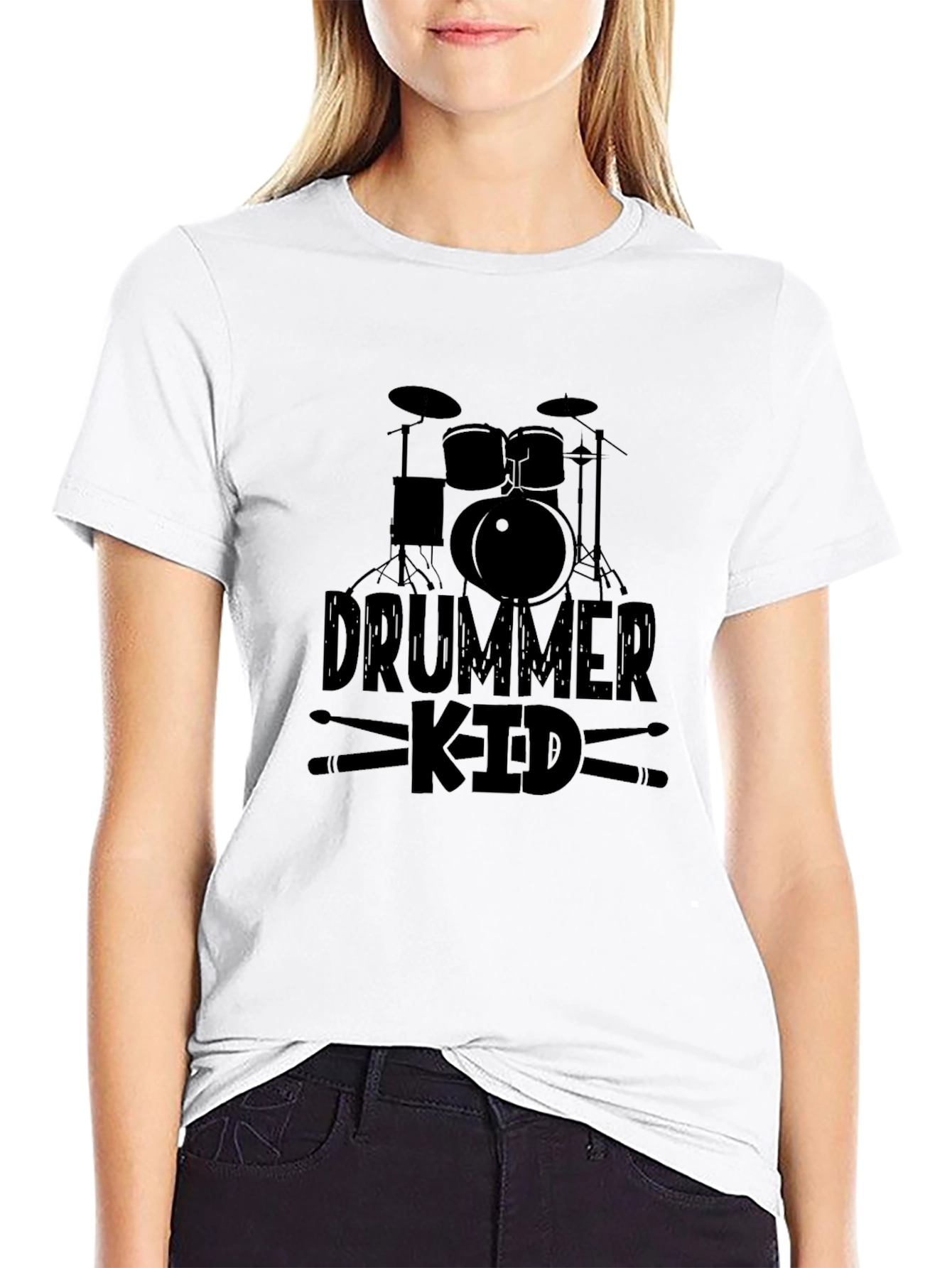 Drummer Kid Graphic Black T-Shirt