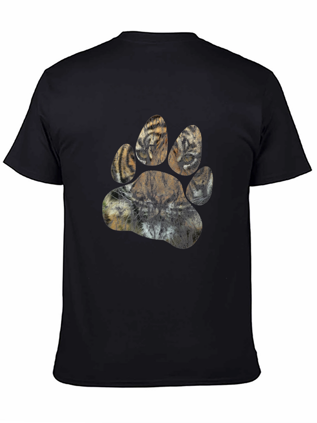 Tiger Paw Print Graphic T-Shirt - Black