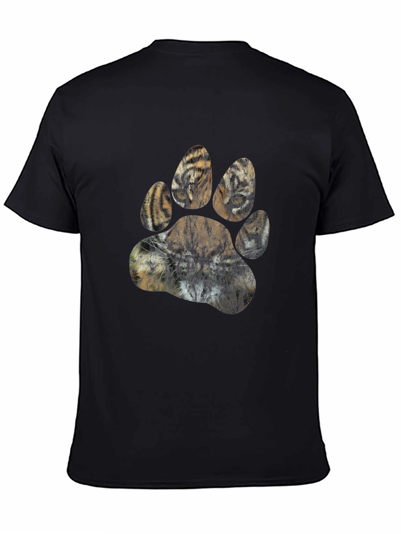 Tiger Paw Print Graphic T-Shirt - Black