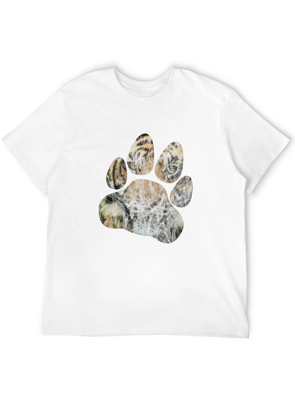 Tiger Paw Print Graphic T-Shirt - Black