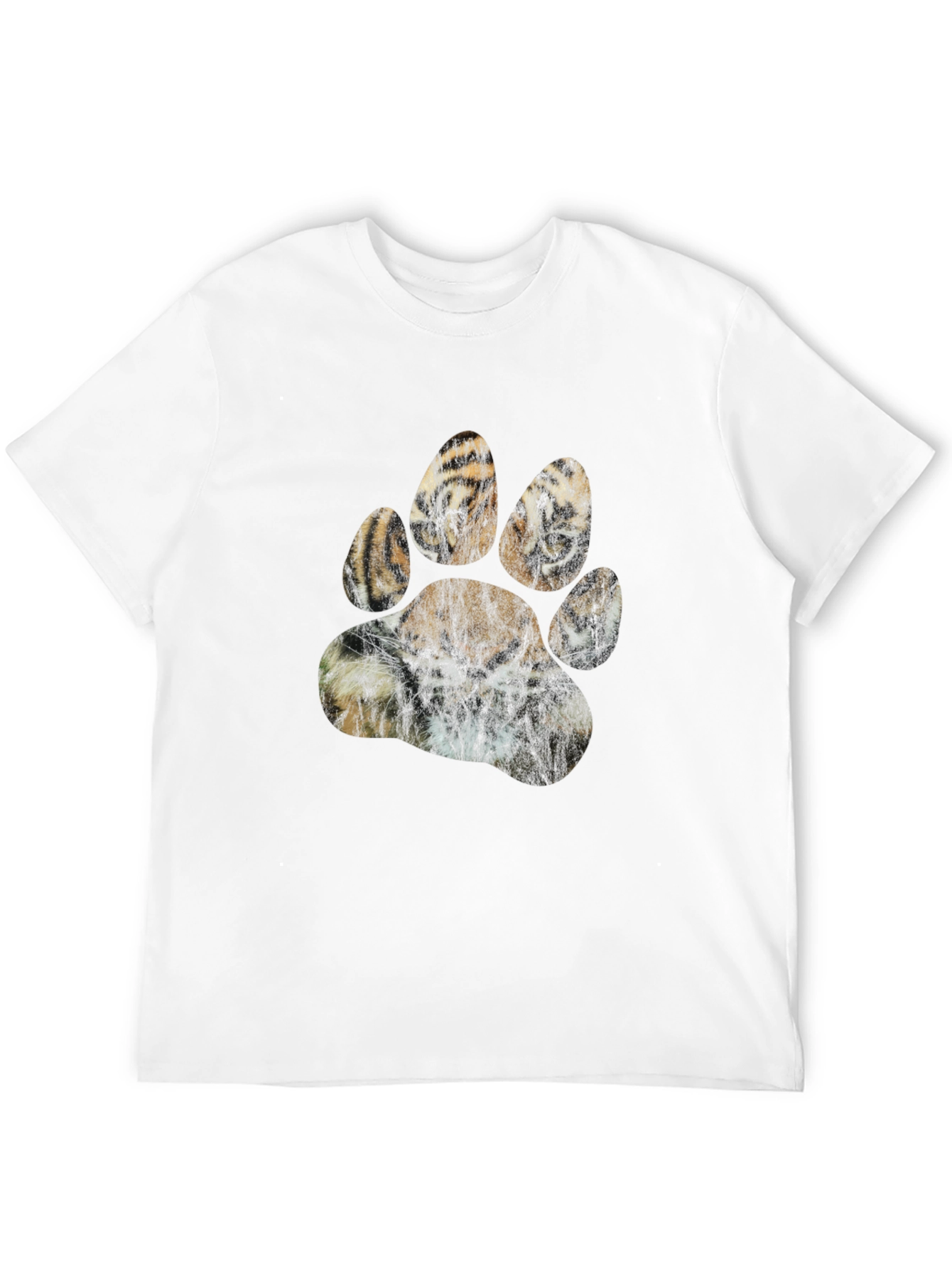 Tiger Paw Print Graphic T-Shirt - Black