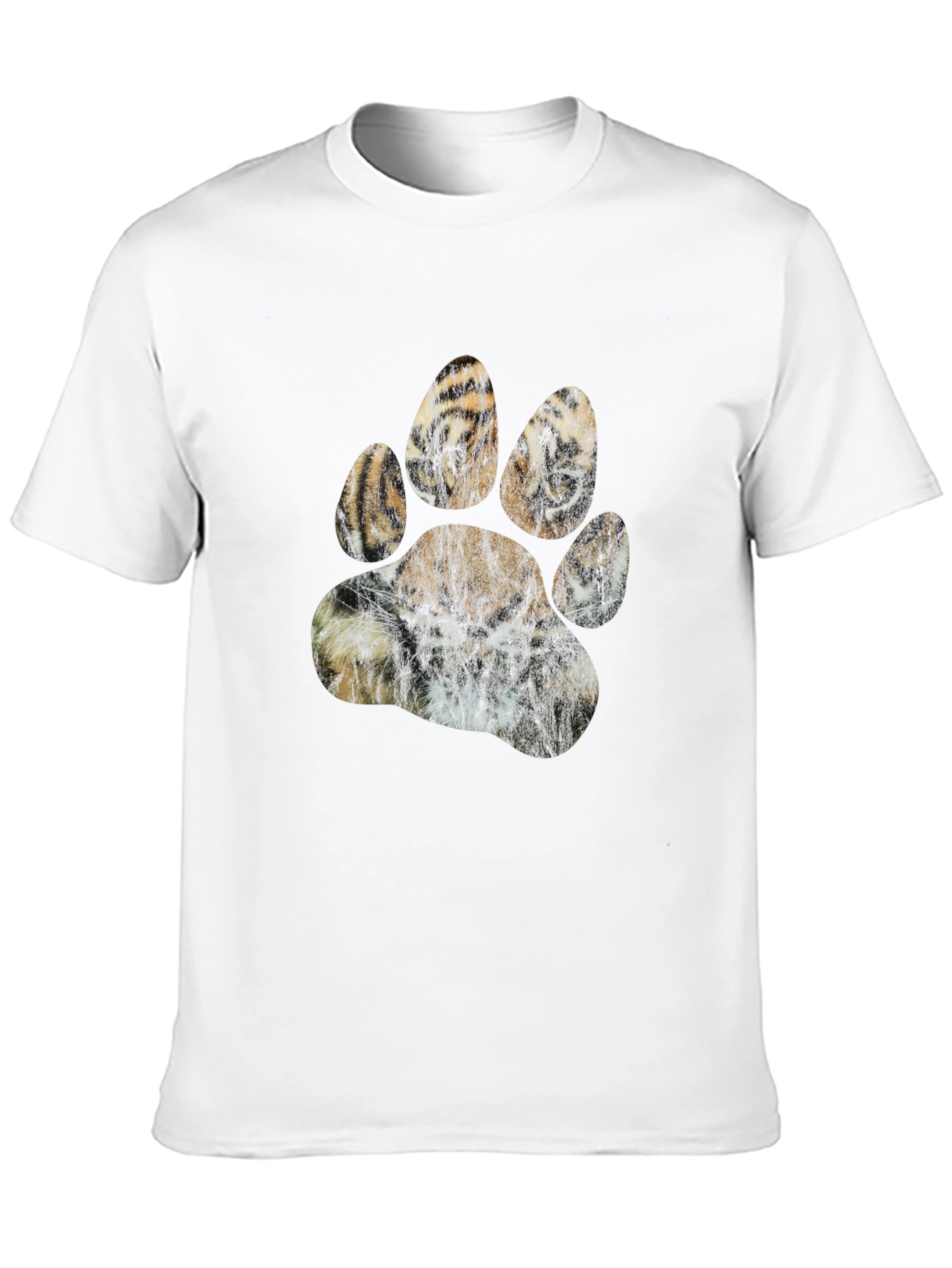 Tiger Paw Print Graphic T-Shirt - Black