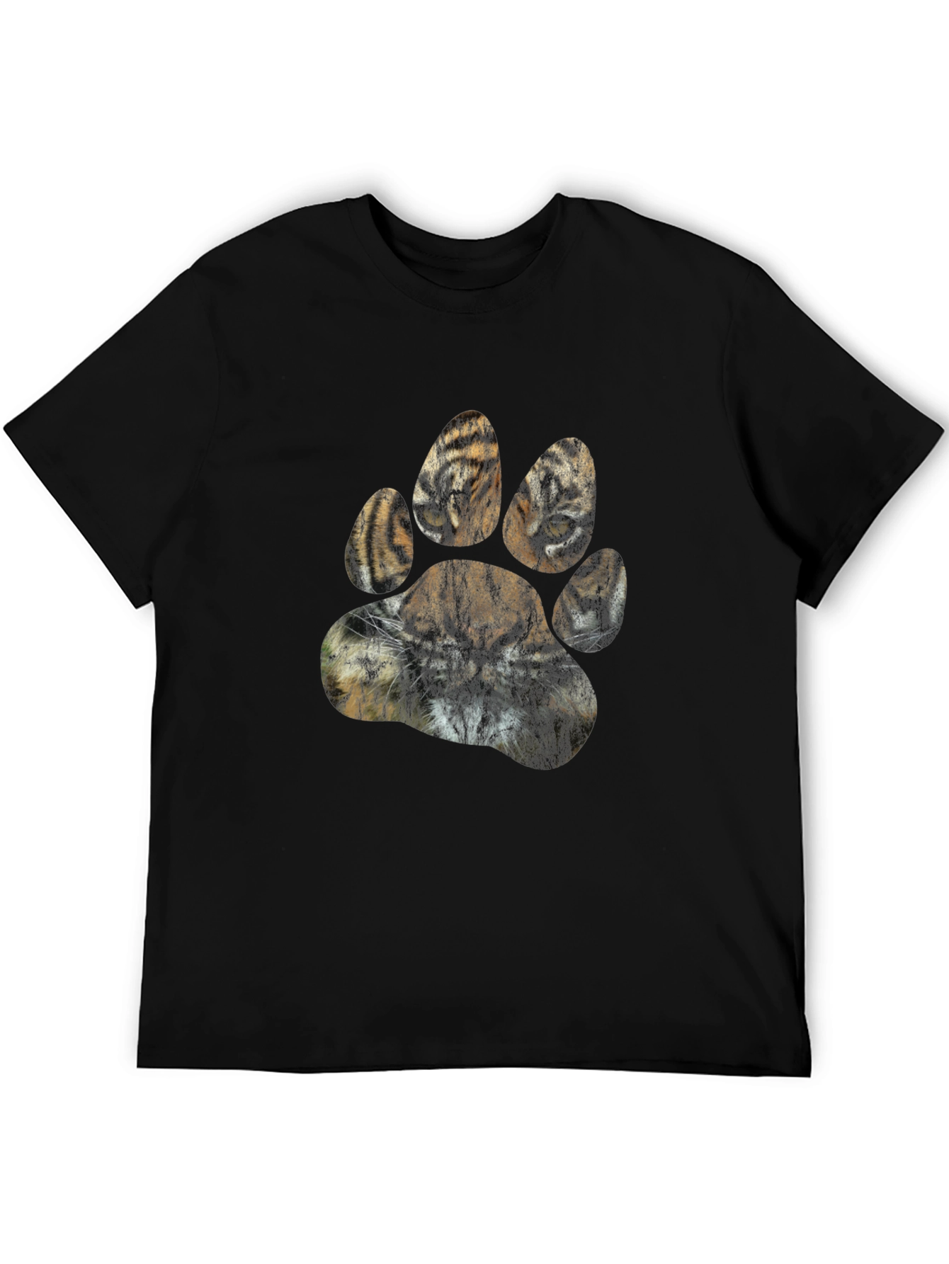 Tiger Paw Print Graphic T-Shirt - Black
