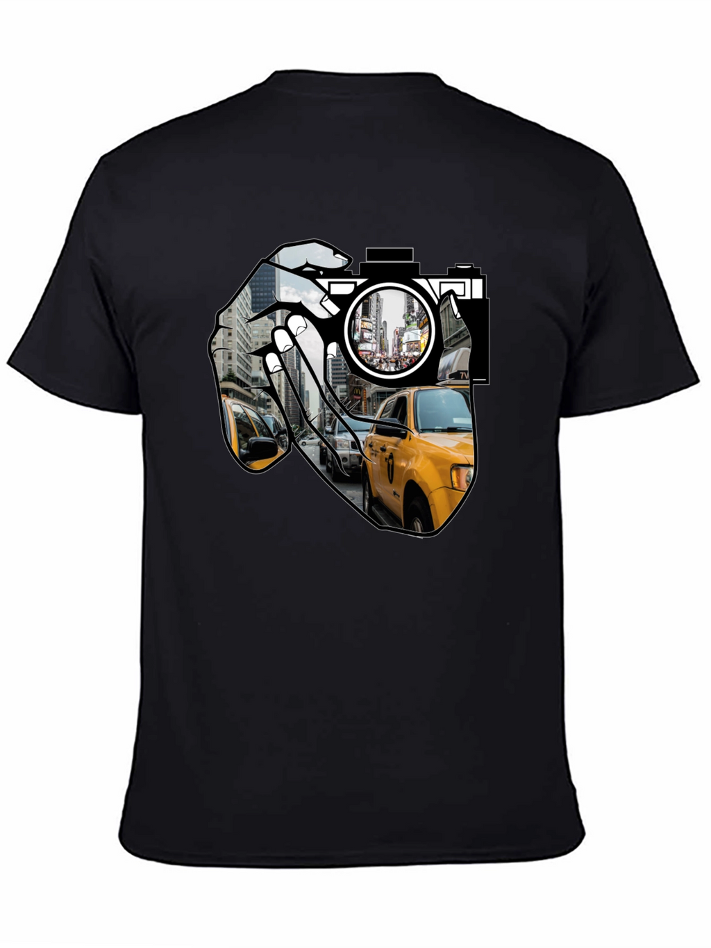 NYC Taxi Camera Black T-Shirt