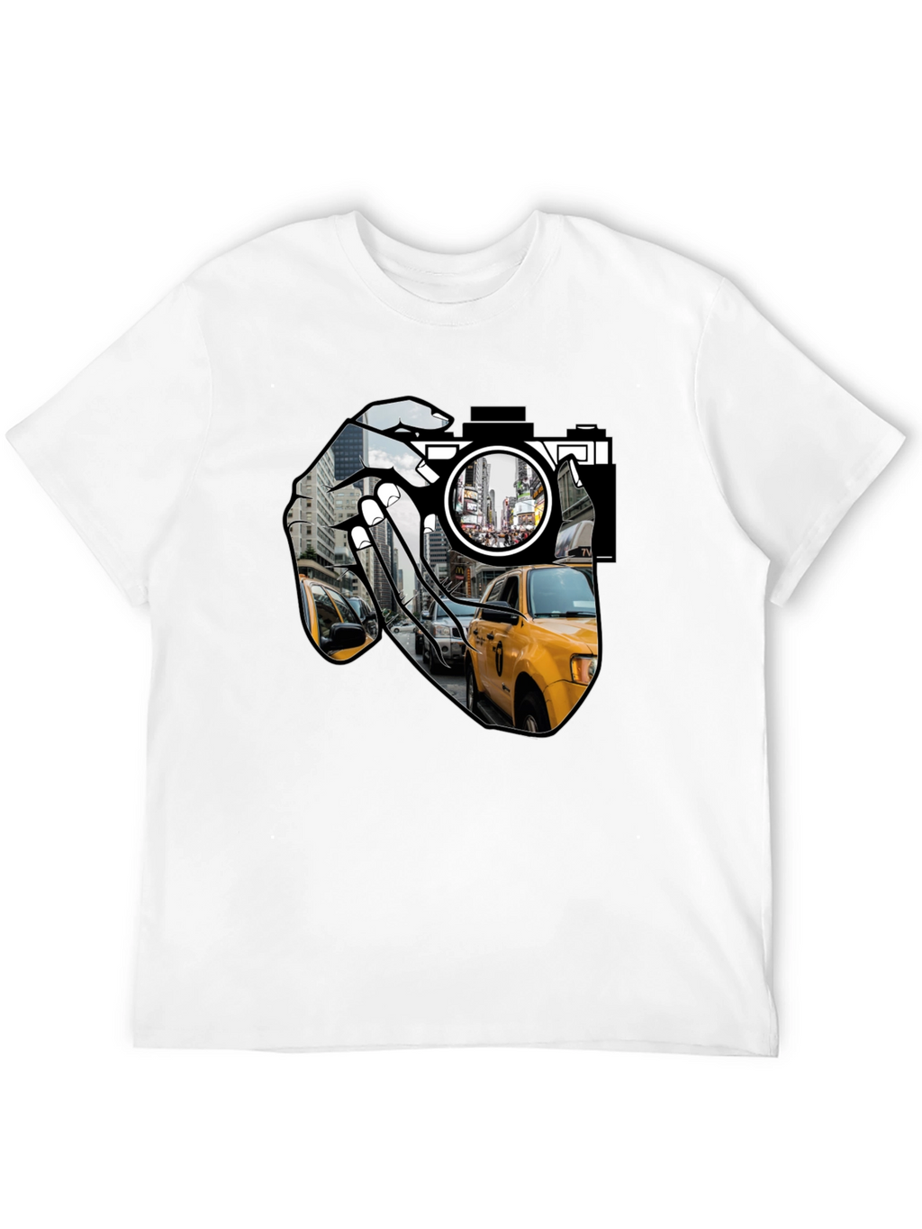 NYC Taxi Camera Black T-Shirt