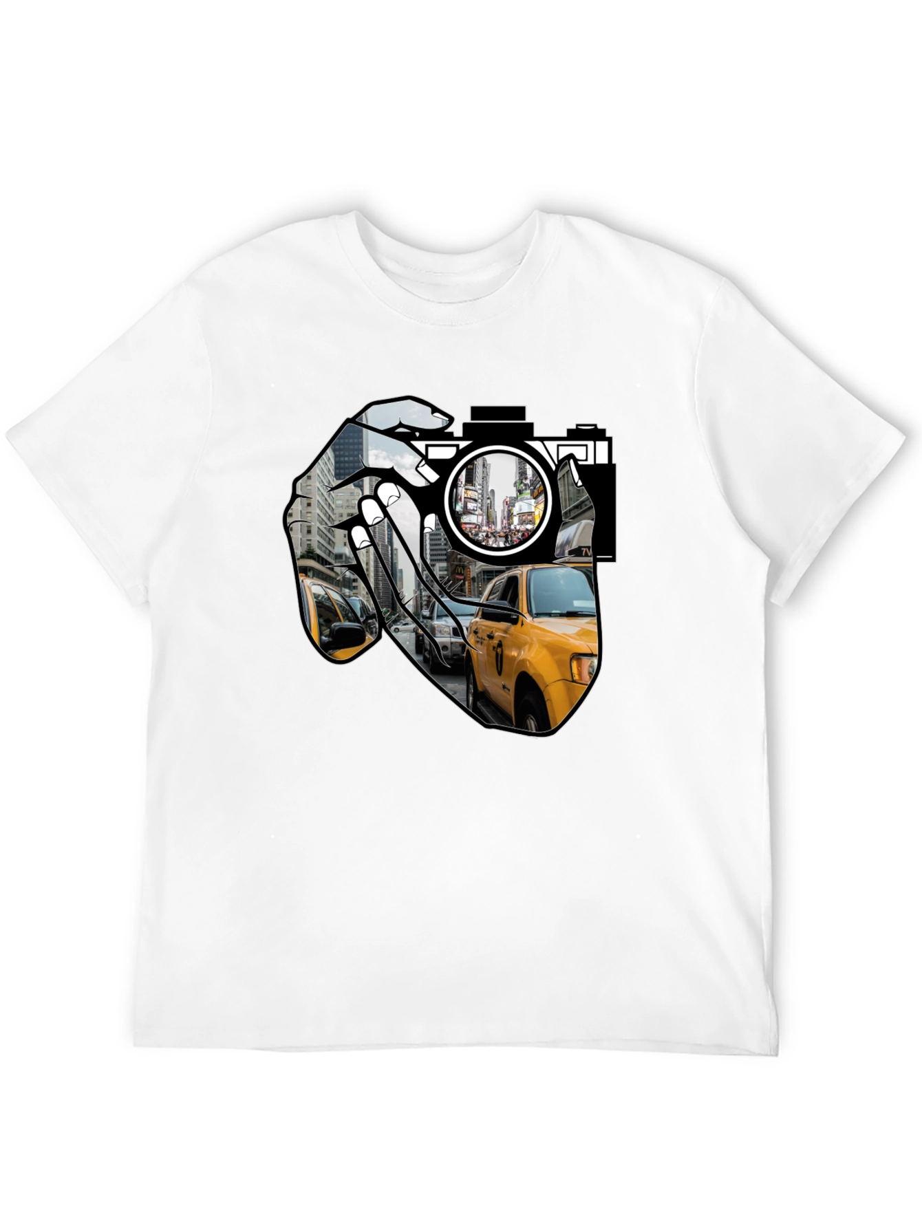 NYC Taxi Camera Black T-Shirt