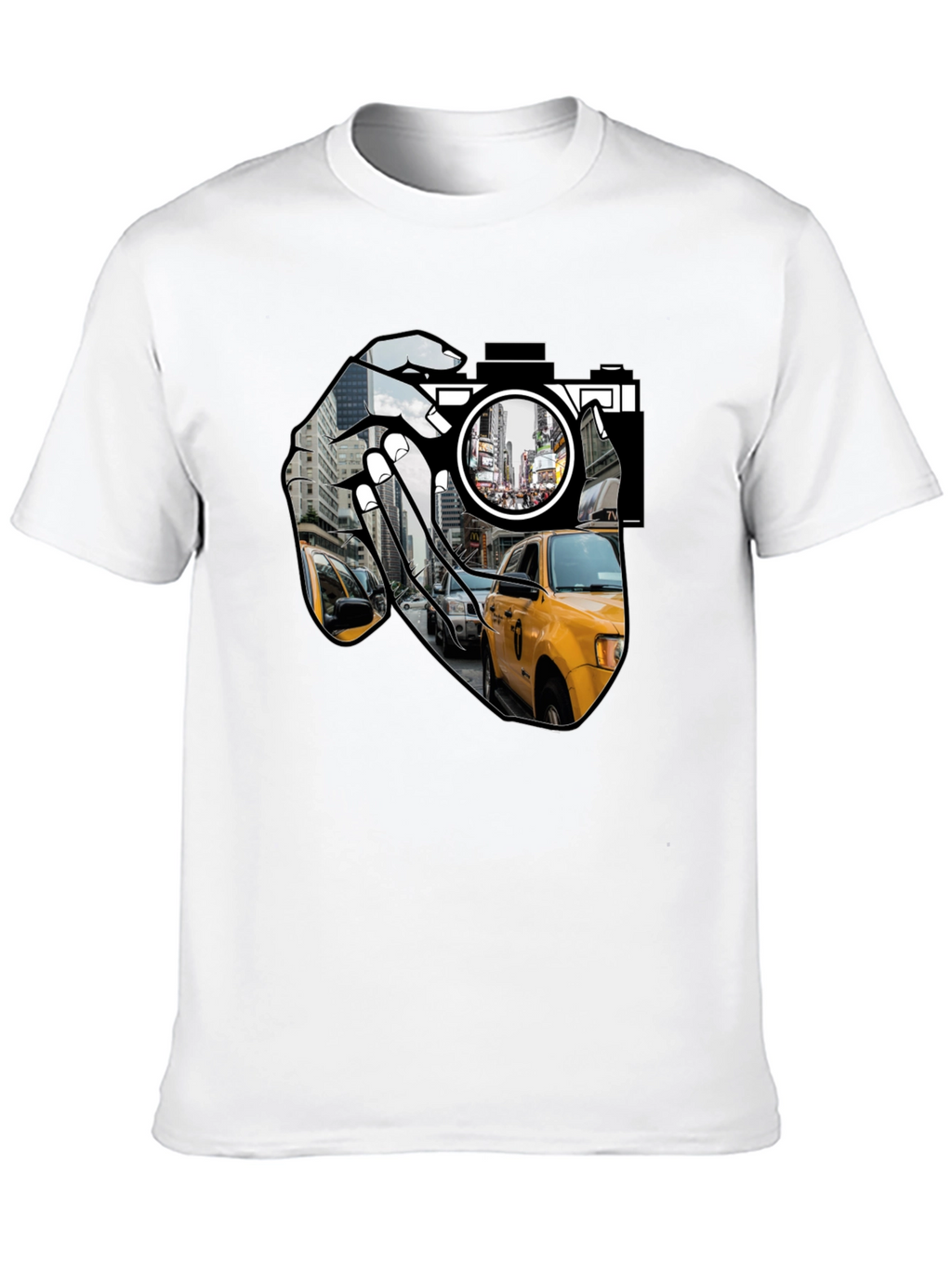 NYC Taxi Camera Black T-Shirt