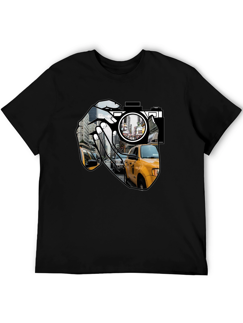 NYC Taxi Camera Black T-Shirt