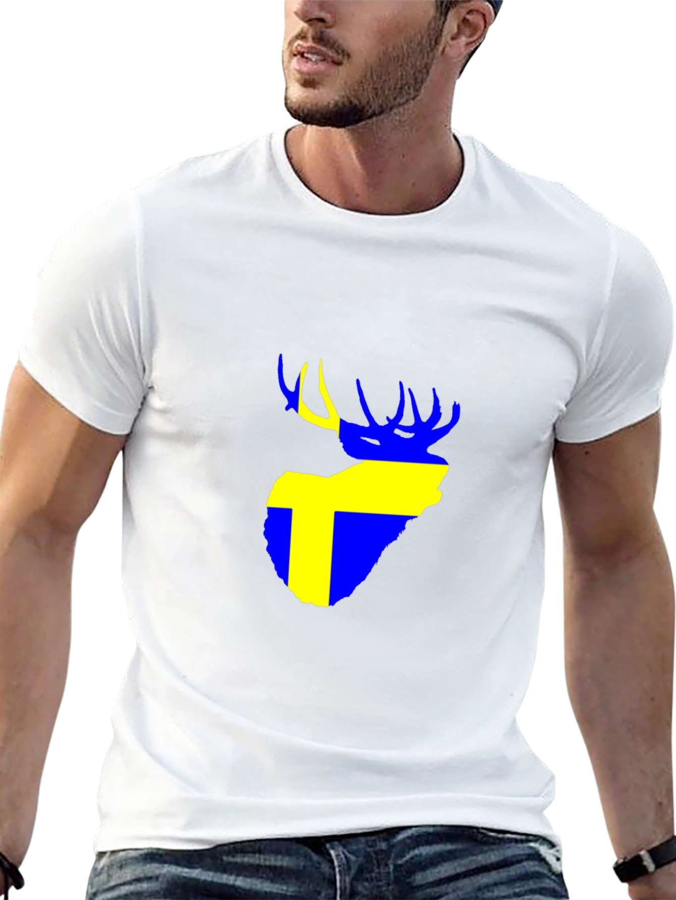 Swedish Deer Graphic Black T-Shirt