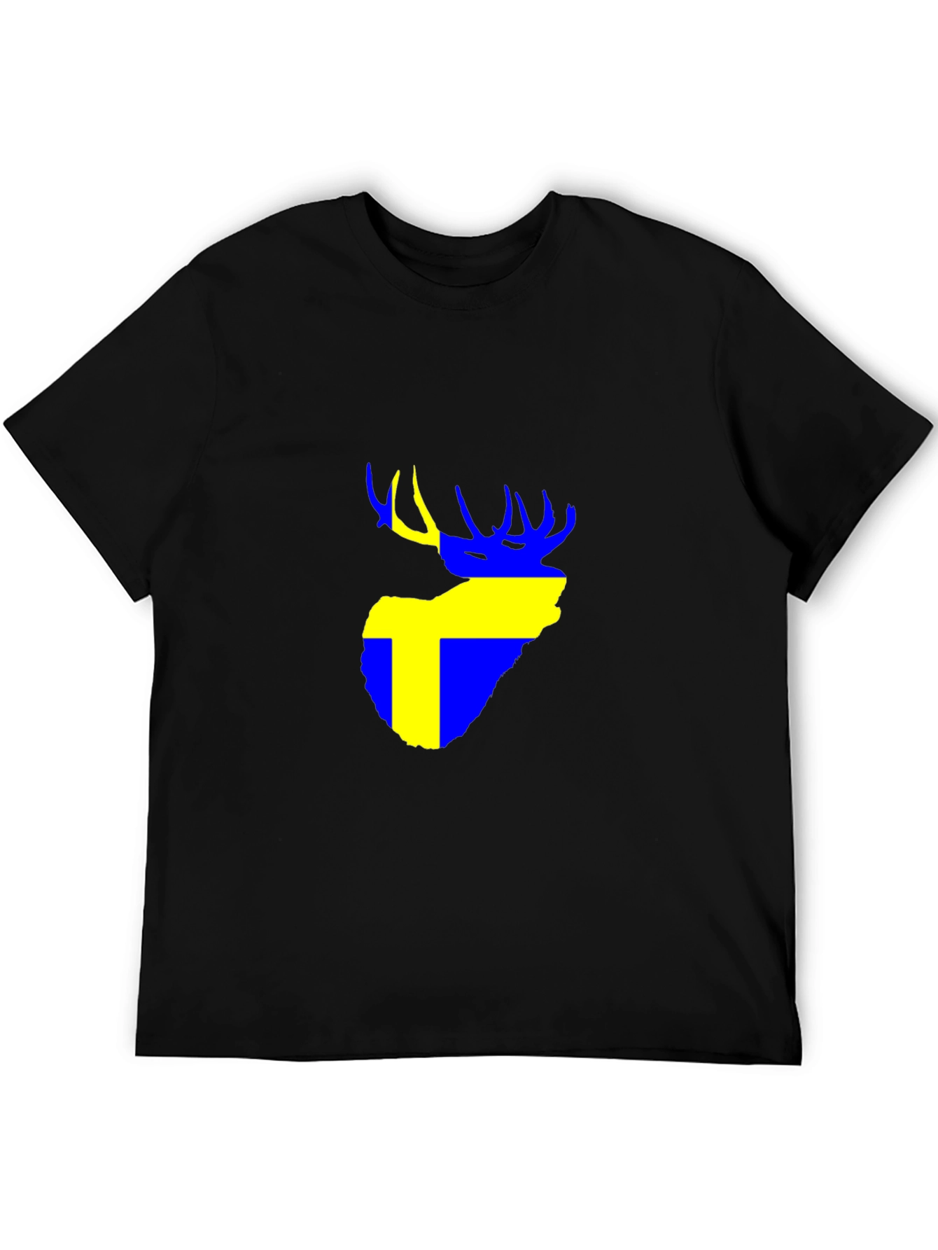 Swedish Deer Graphic Black T-Shirt