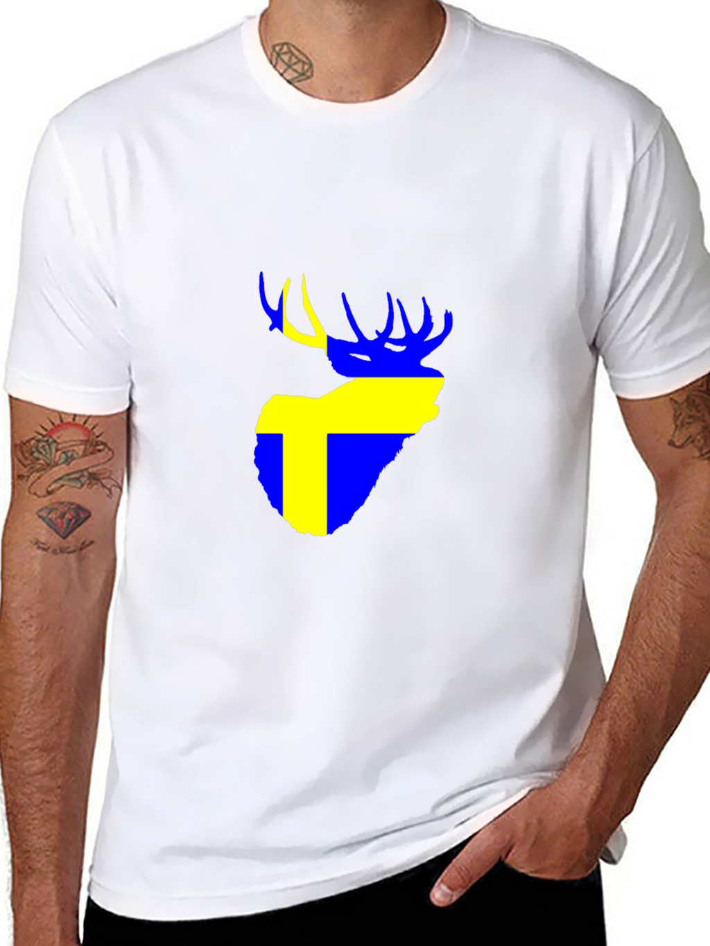 Swedish Deer Graphic Black T-Shirt