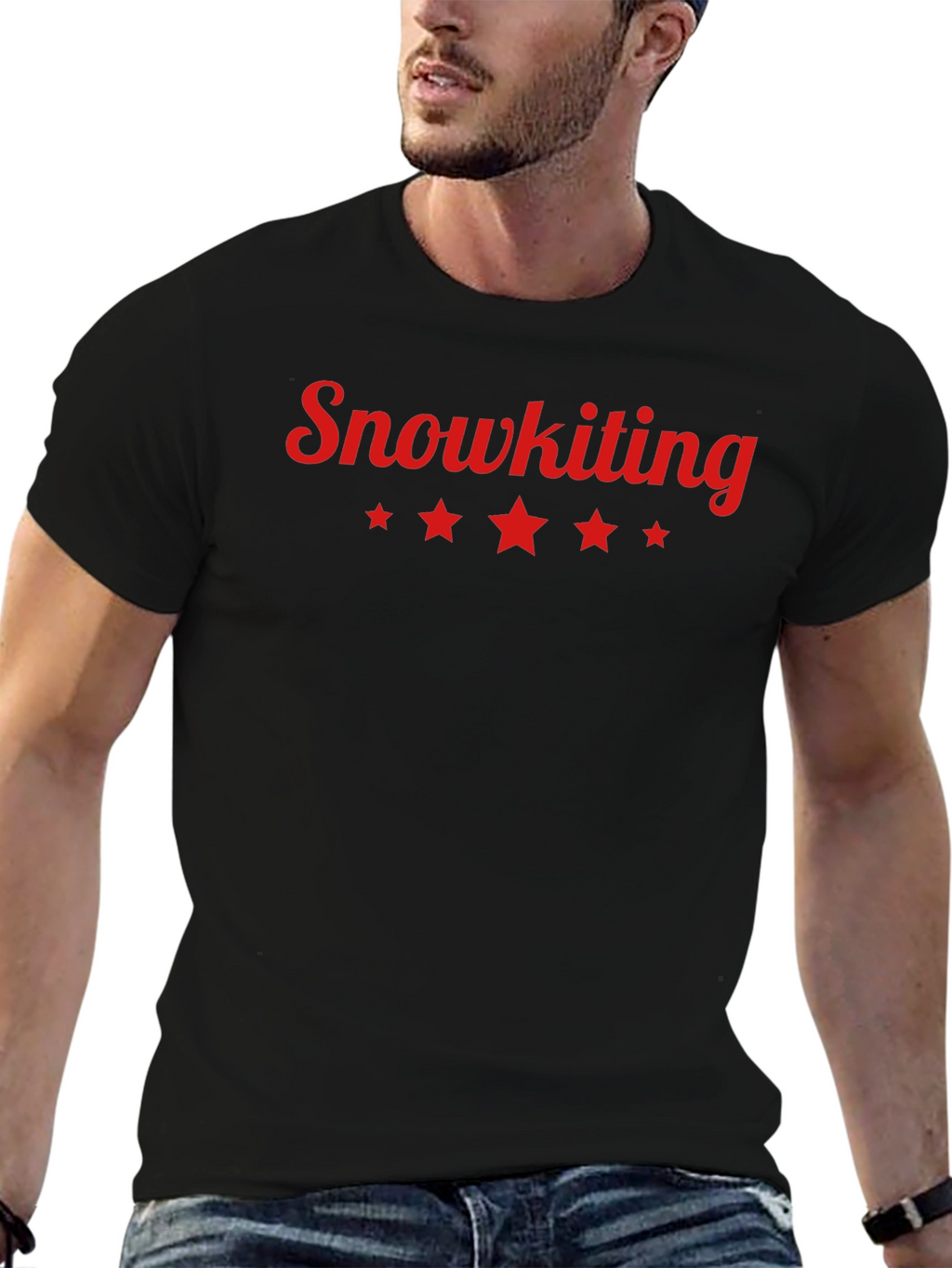 Snowkiting Graphic Tee - Stylish Black Cotton T-Shirt