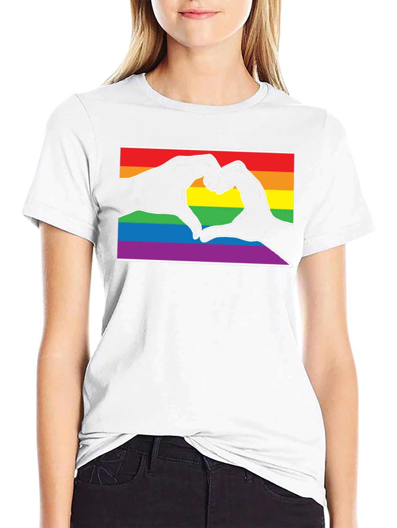LGBTQ+ Heart Hands Black T-Shirt