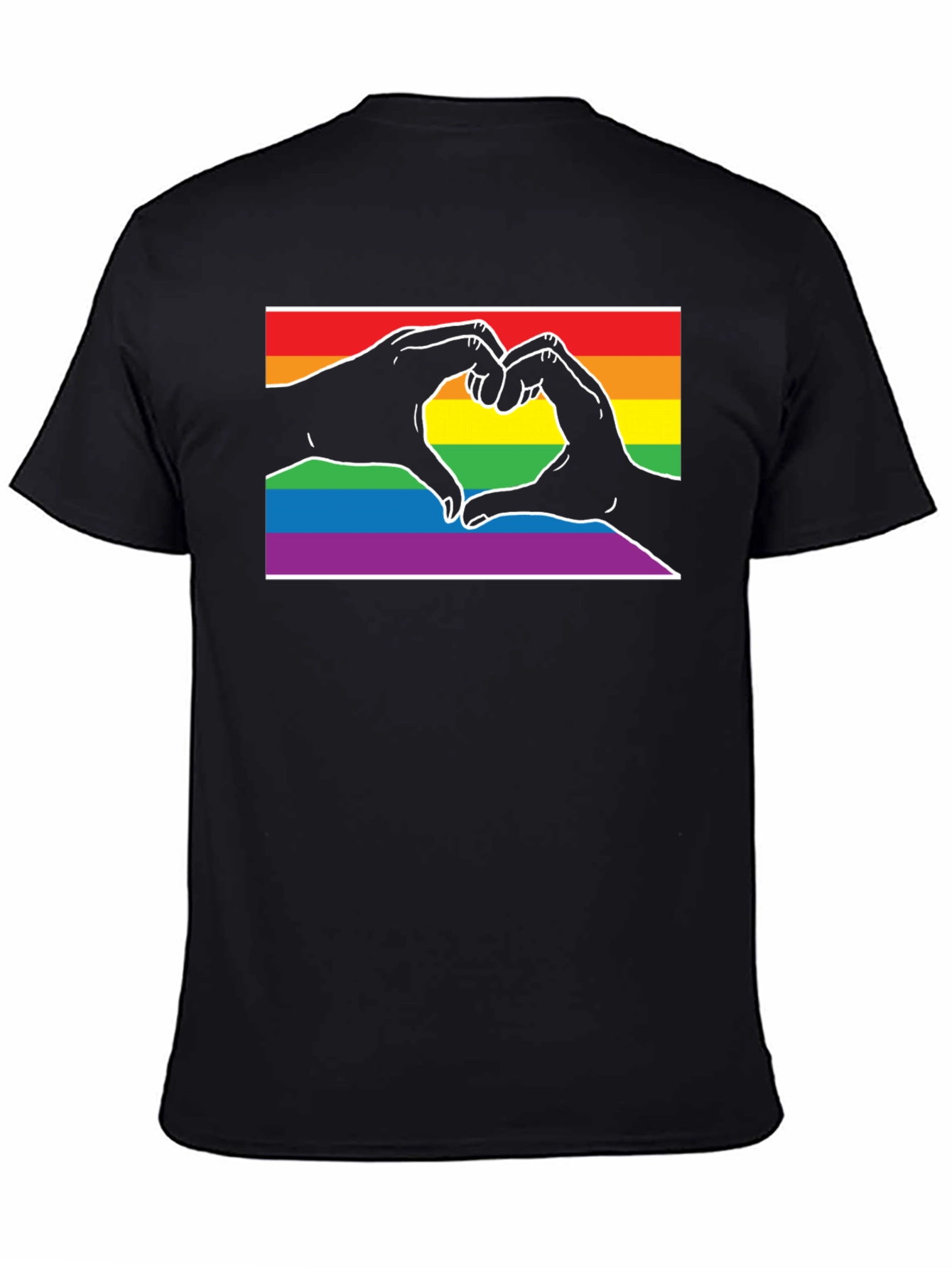 LGBTQ+ Heart Hands Black T-Shirt