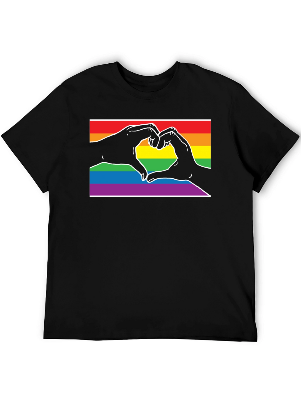 LGBTQ+ Heart Hands Black T-Shirt
