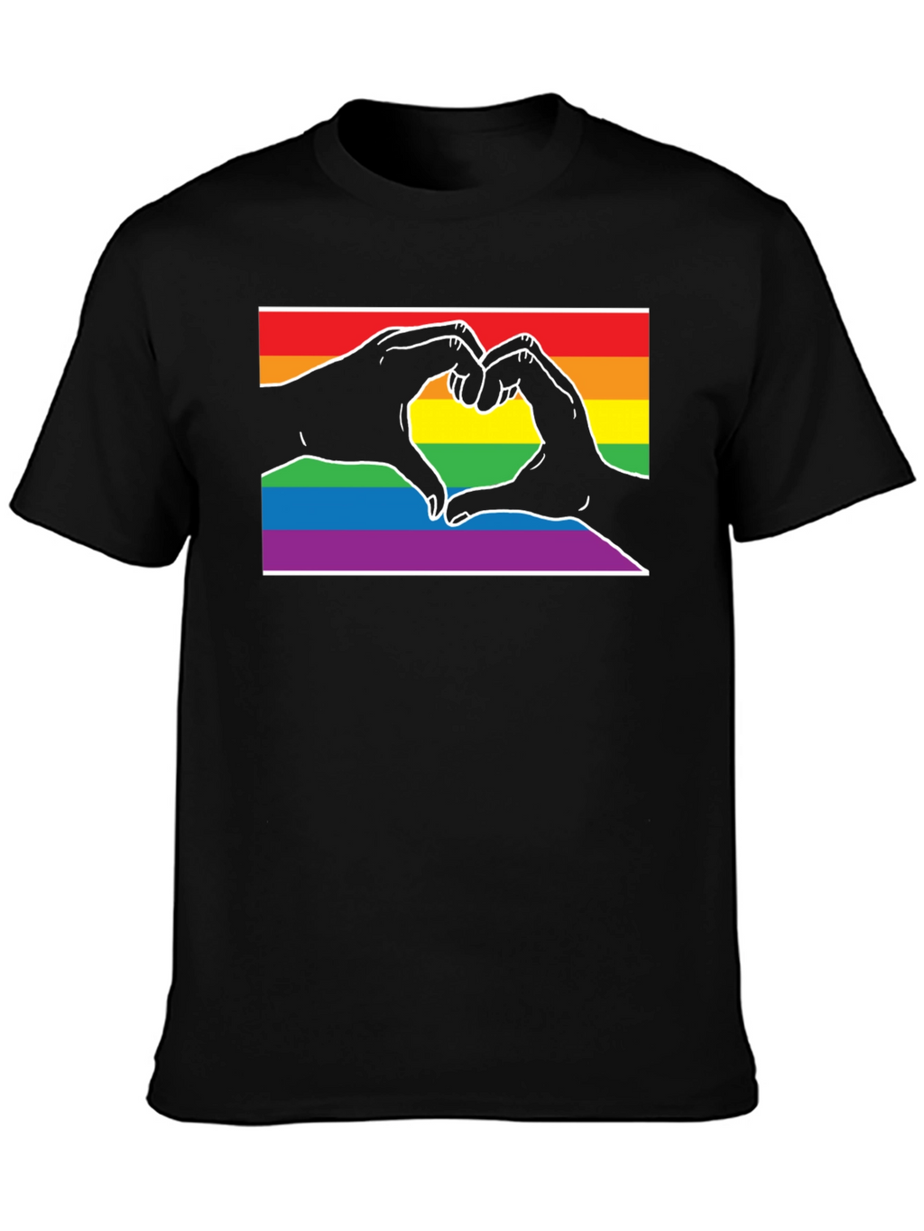 LGBTQ+ Heart Hands Black T-Shirt