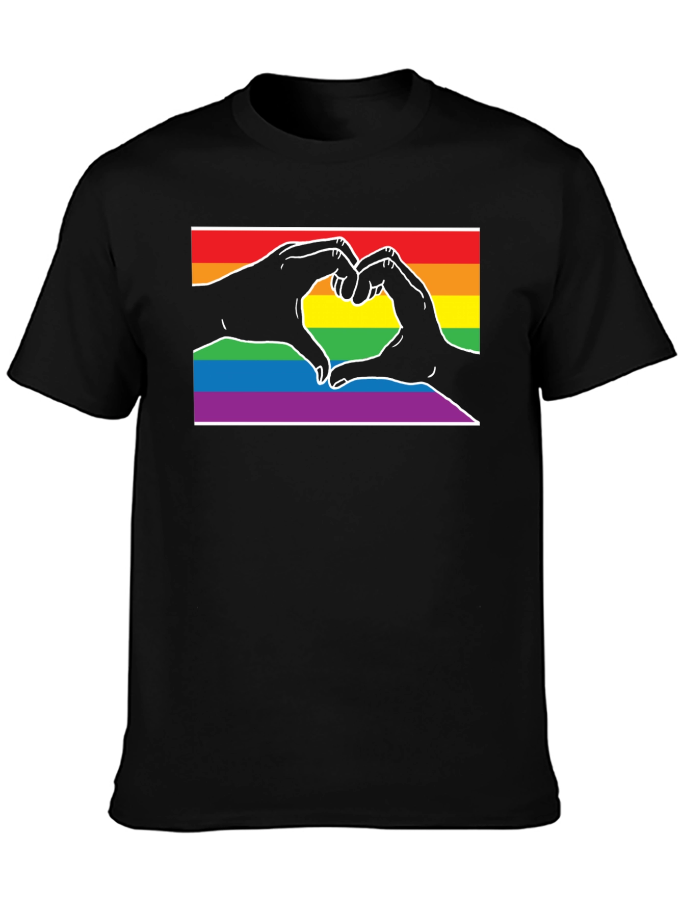 LGBTQ+ Heart Hands Black T-Shirt