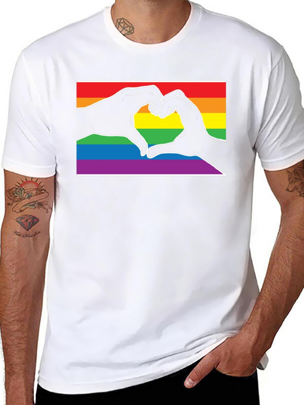 LGBTQ+ Heart Hands Black T-Shirt