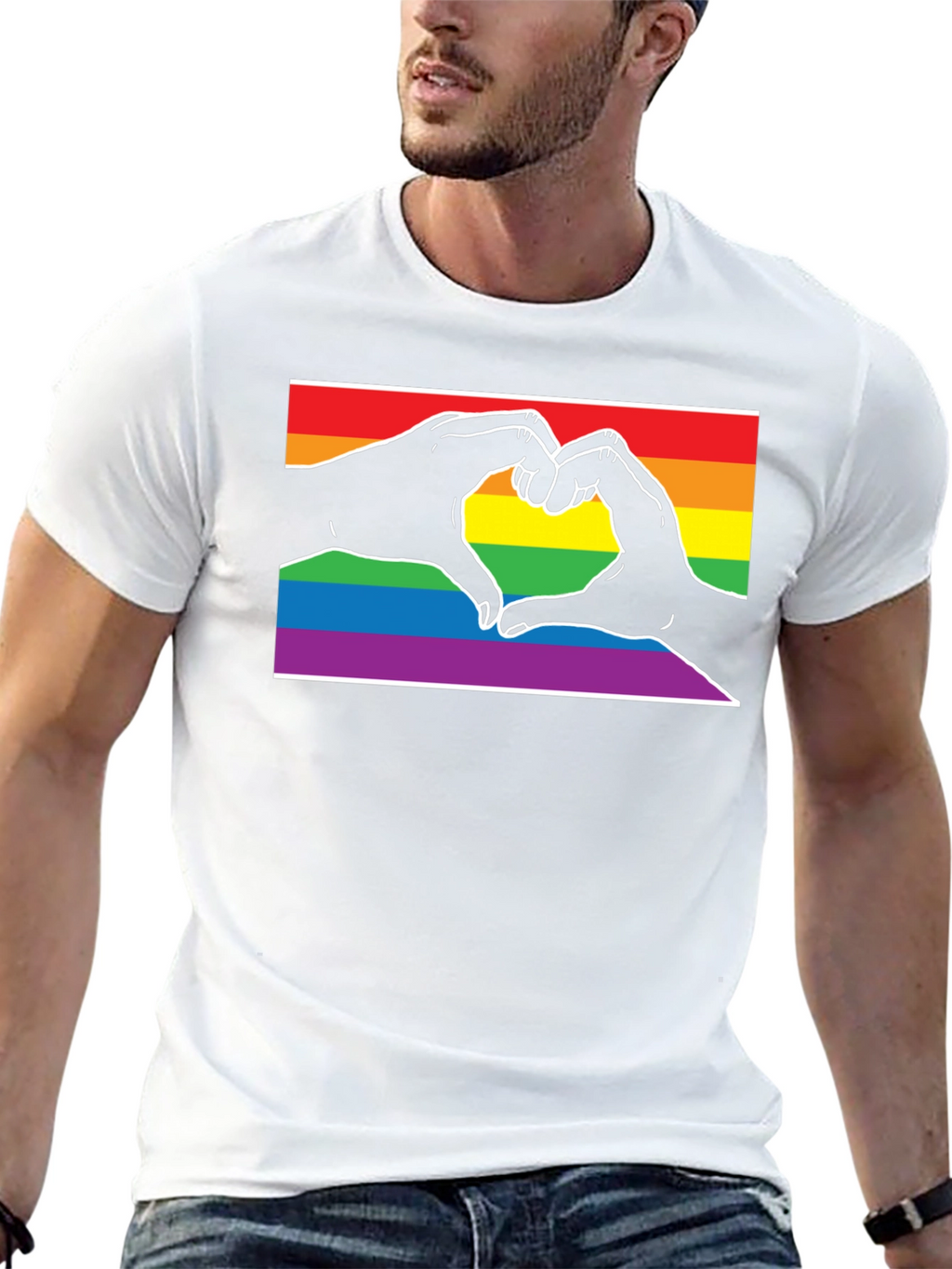LGBTQ+ Heart Hands Black T-Shirt