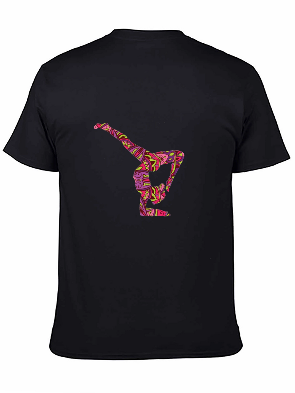 Yoga Pose Graphic Tee - Black Cotton Comfort