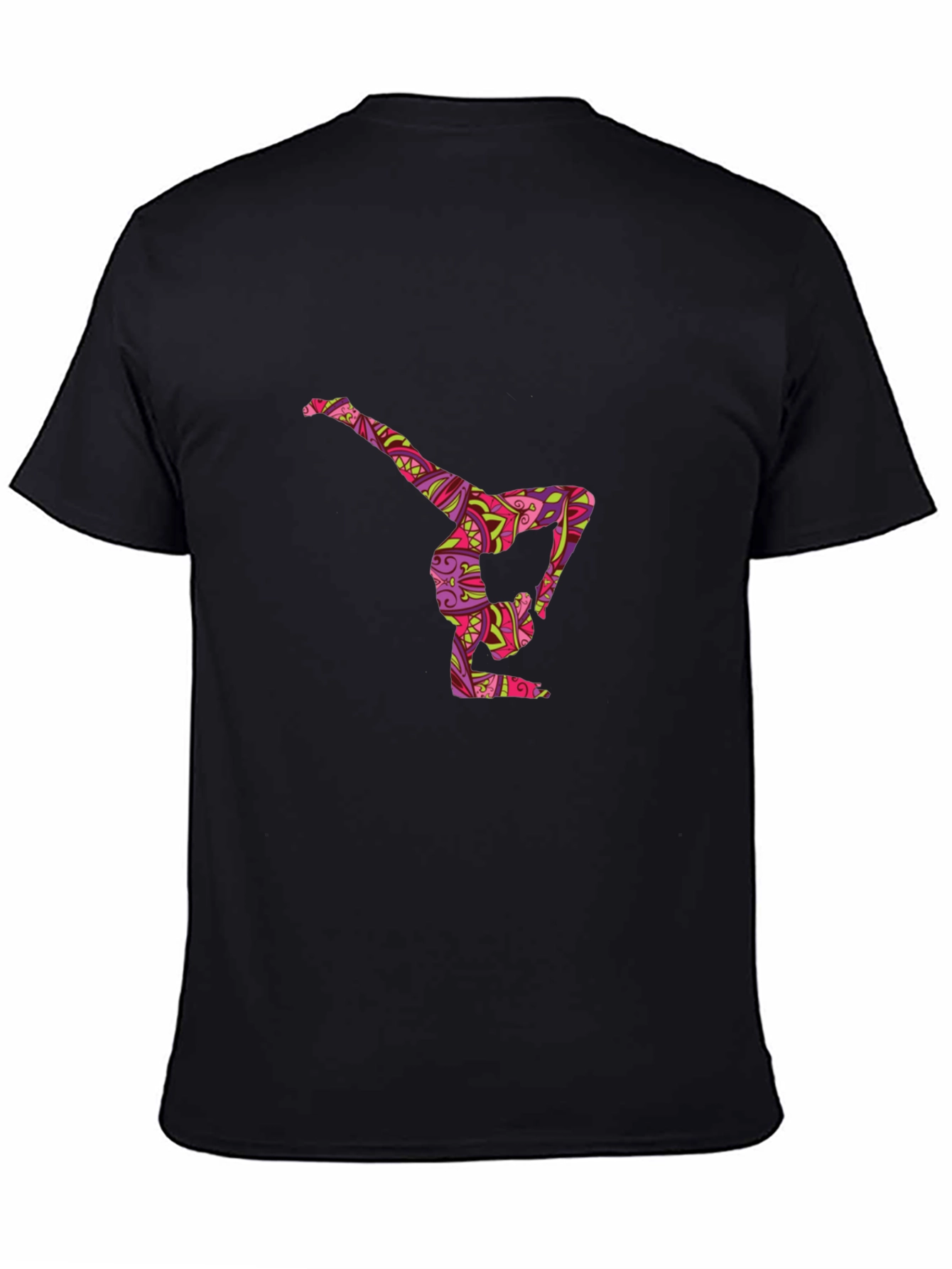 Yoga Pose Graphic Tee - Black Cotton Comfort