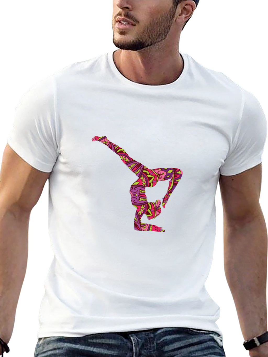 Yoga Pose Graphic Tee - Black Cotton Comfort