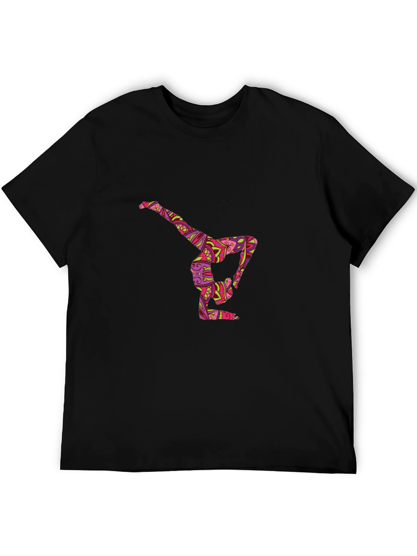 Yoga Pose Graphic Tee - Black Cotton Comfort