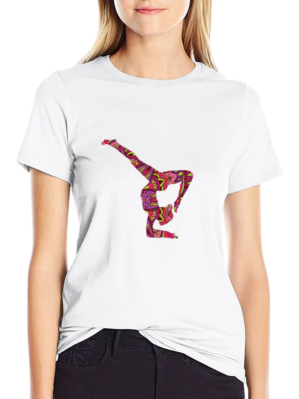 Yoga Pose Graphic Tee - Black Cotton Comfort